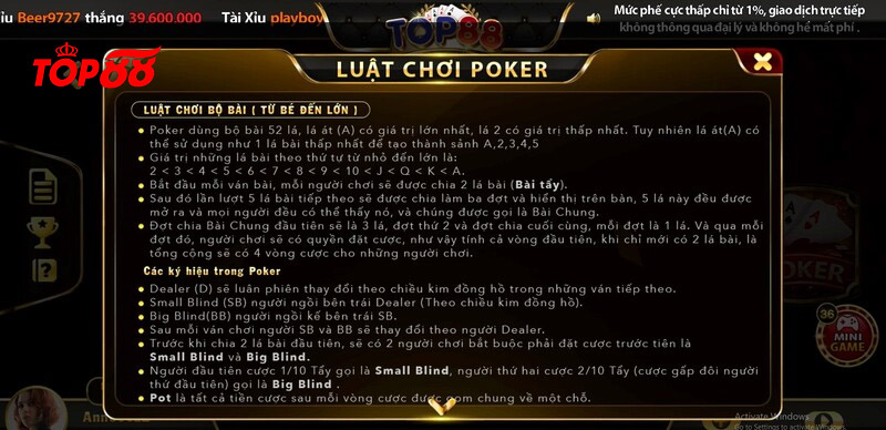 Cách chơi Poker Top88 và chiến thuật chơi Poker giỏi từ cao thủ