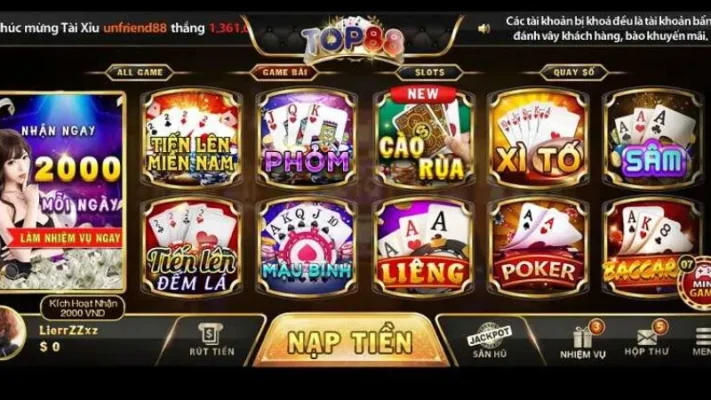 Điểm nổi bật của game bài cá cược tại cổng game Top88