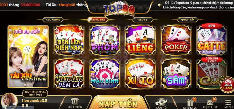 Những điểm nổi bật của game bài casino tại cổng game Top88  